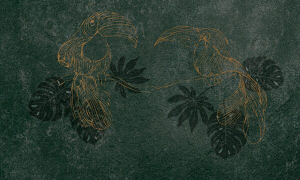 Papier peint Toucans dorés