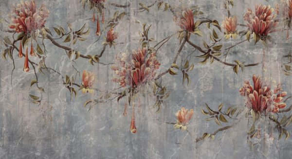 Papier peint Motif floral endommagé
