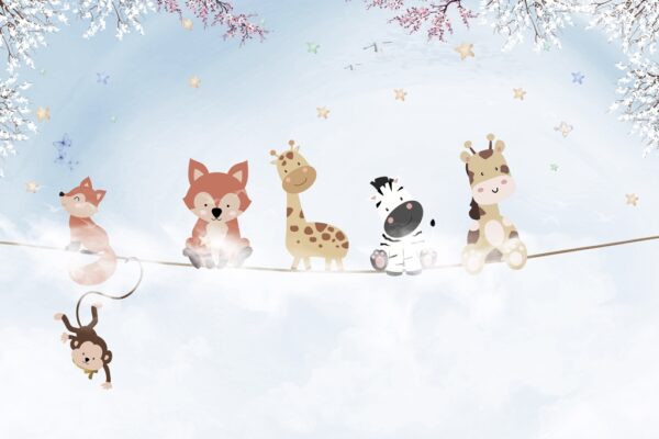 Papier peint Animaux sur une corde