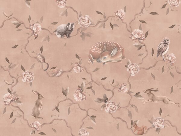 Papier peint Animaux et roses