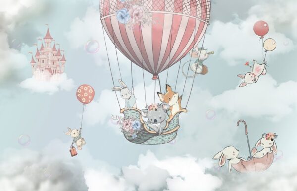 Papier peint Animaux dans un ballon coloré