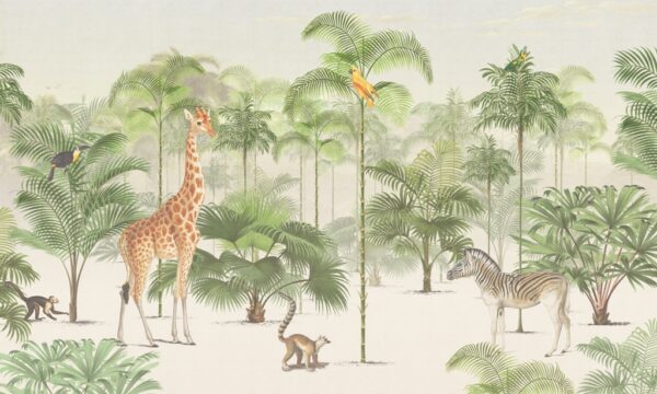 Papier peint Girafe dans le vert