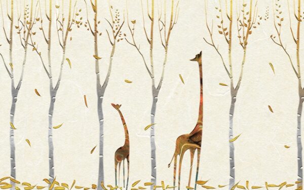 Papier peint Girafes parmi les arbres