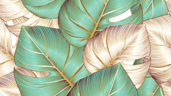 Papier peint Graphique de feuilles exotiques