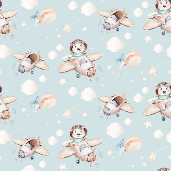 Papier peint Ours en peluche dans un avion – Image 2
