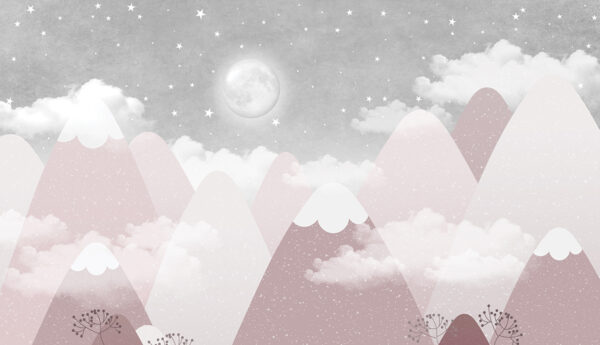 Papier peint Pleine lune dans les montagnes