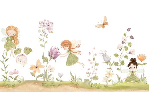 Papier peint Des fées parmi les fleurs
