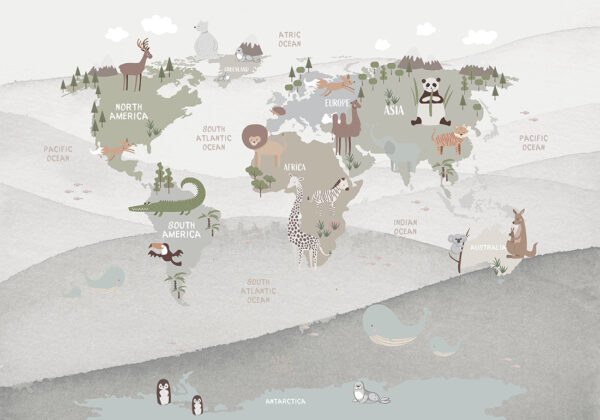 Papier peint Carte du monde pour les plus jeunes