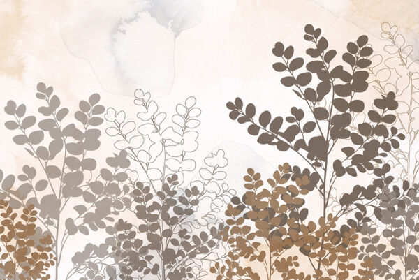 Papier peint Branches de feuilles en marron