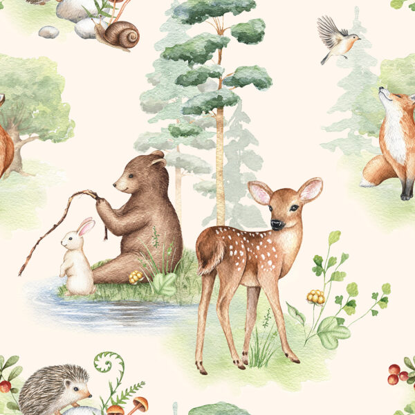 Papier peint Clairière forestière avec animaux