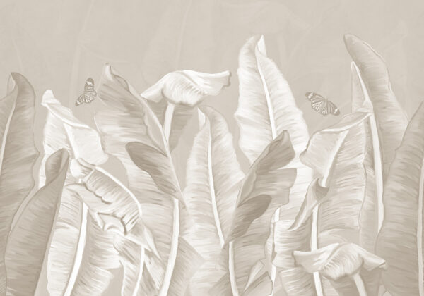 Papier peint Feuilles dessinées