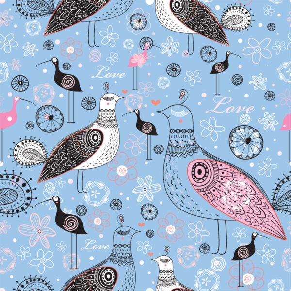 Papier peint Oiseaux sur fond bleu – Image 2