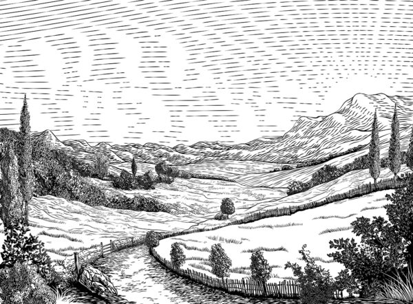 Papier peint Paysage en noir et blanc