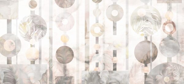 Papier peint Feuilles et géométrie