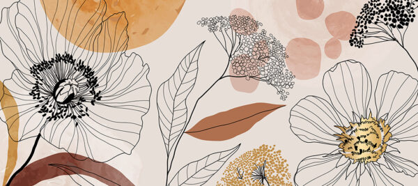 Papier peint Contours de fleurs