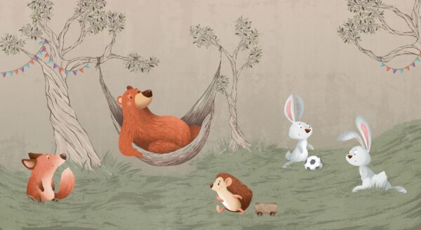 Papier peint L'aventure en forêt des amis