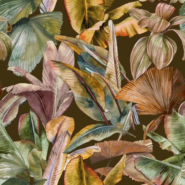 Papier peint Feuilles exotiques colorées