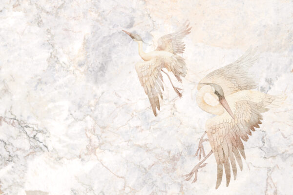 Papier peint Grues dans le ciel de marbre