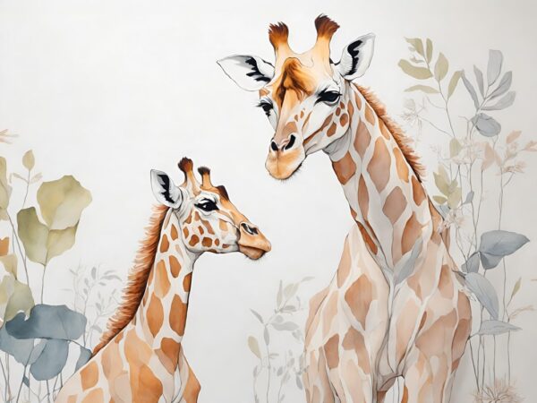 Papier peint Famille de girafes