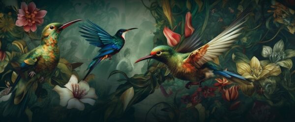 Papier peint Danse du colibri dans la jungle