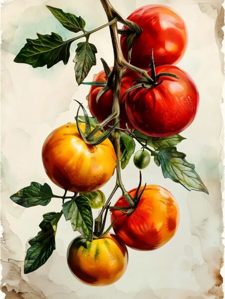 Papier peint Tomates mûres sur la branche