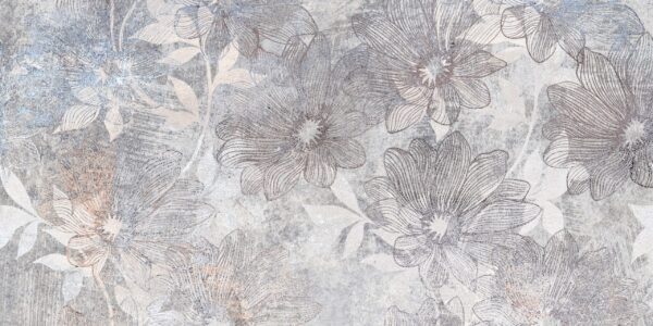 Papier peint Gris des fleurs