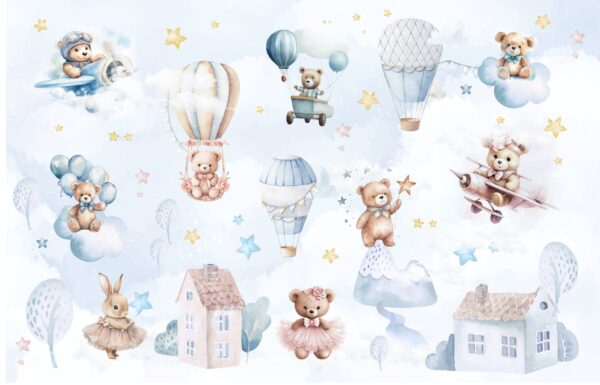 Papier peint Le pays des étoiles de l'ours en peluche