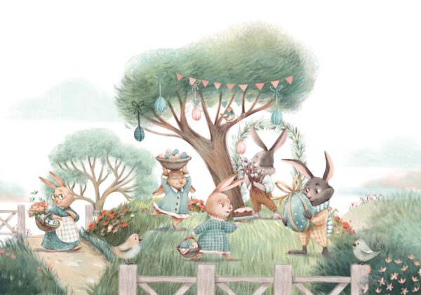 Papier peint Lapins de Pâques