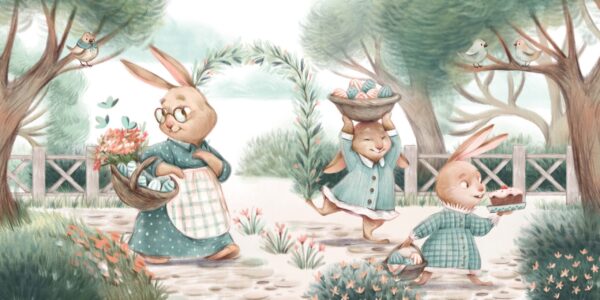 Papier peint Lapins de printemps