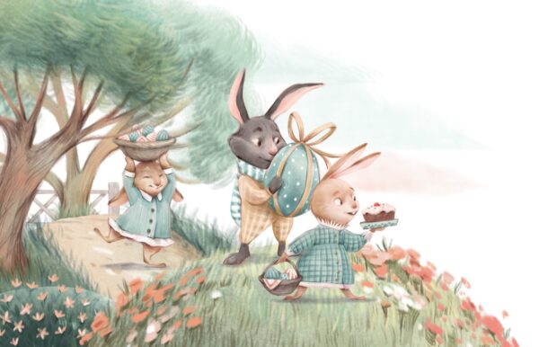 Papier peint Lapins heureux