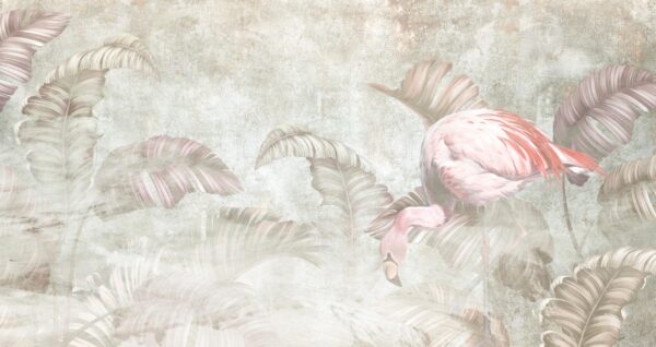 Papier peint Flamant rose mystérieux