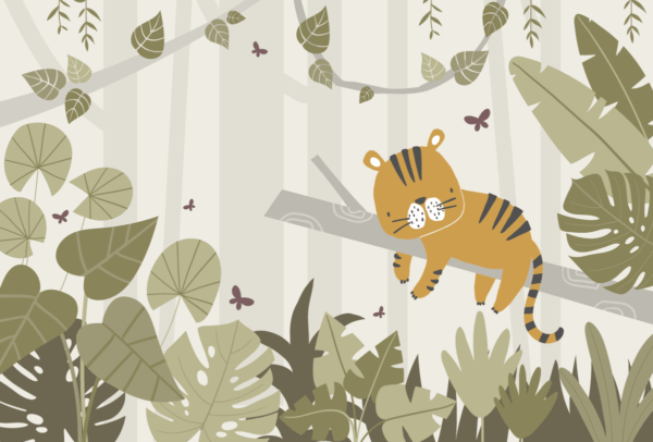 Papier peint Petit Tigre dans la Forêt Verte