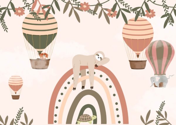 Papier peint Paresseux sur l'arc-en-ciel