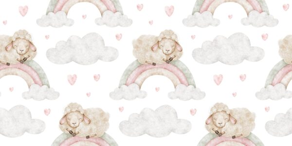 Papier peint Des agneaux dans les nuages