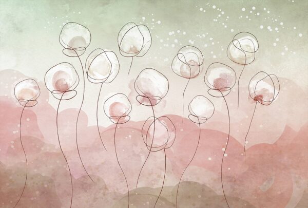 Papier peint Fleurs aux lignes fluides