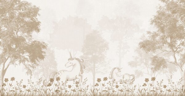 Papier peint Forêt mystérieuse des licornes