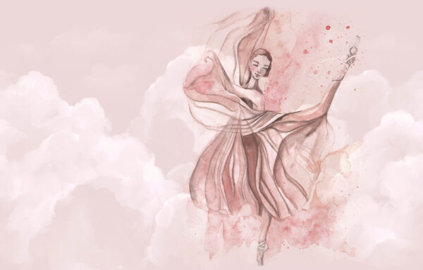 Papier peint Ballerine pastel dans les nuages