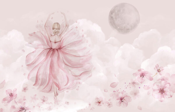 Papier peint Ballerine dans les nuages de lune