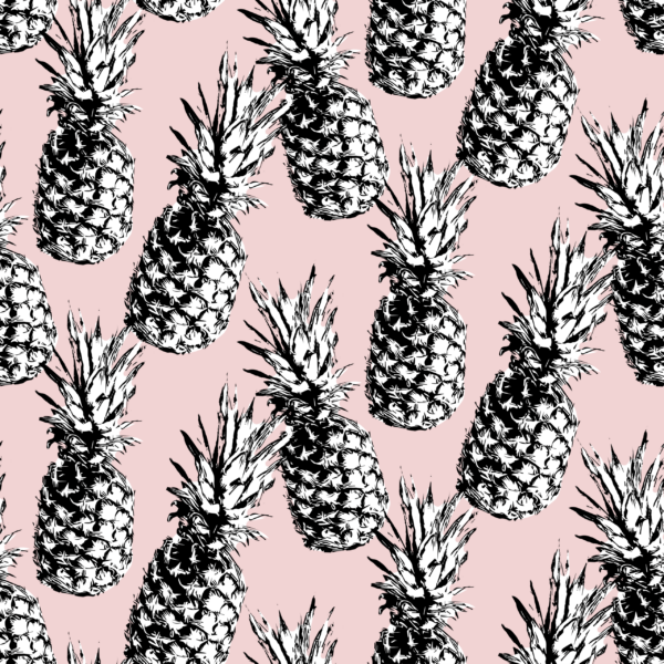 Papier peint Ananas noirs sur fond poudré