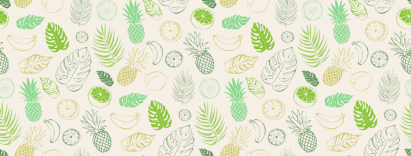 Papier peint Fruits et feuilles tropicaux sur fond clair