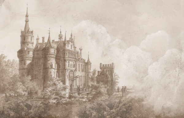 Papier peint Petit château Sepia