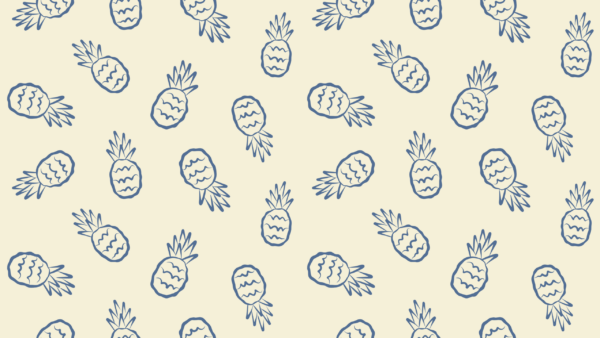 Papier peint Ananas bleu marine sur fond beige