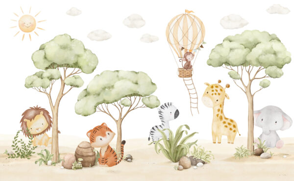 Papier peint Animaux exotiques parmi les arbres