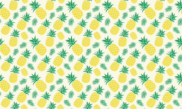 Papier peint Ananas jaunes et feuilles vertes sur fond beige