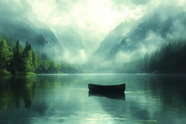 Papier peint Bateau sur le lac Misty