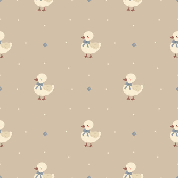 Papier peint Canetons avec un nœud papillon sur fond beige