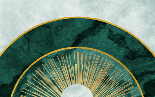 Papier peint Rythme doré avec malachite