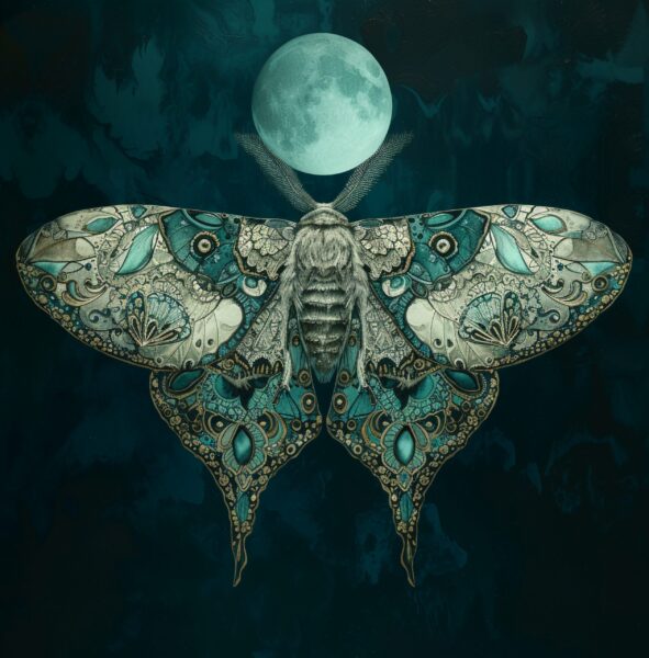 Papier peint Papillon orné sous la pleine lune