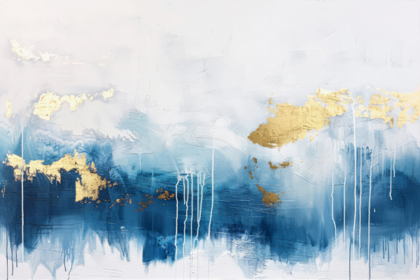 Papier peint Des traînées dorées sur fond bleu