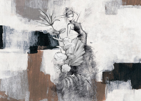 Papier peint Femme parmi les feuilles